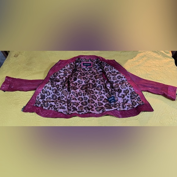 Black Rivet Red Leather Jacket - Picture 4 of 6